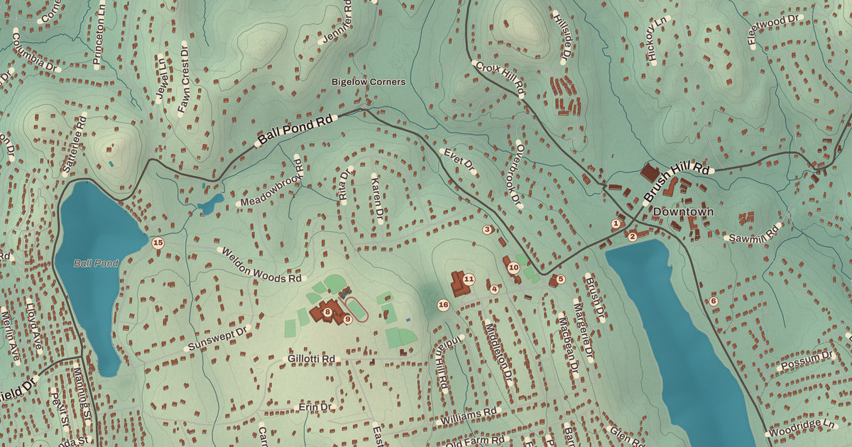 Detailed close-up of the KNOWOL map of New Fairfield, Connecticut