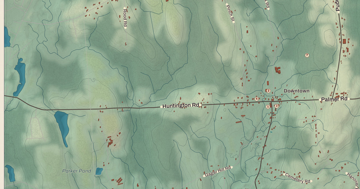 Detailed close-up of the KNOWOL map of Scotland, Connecticut