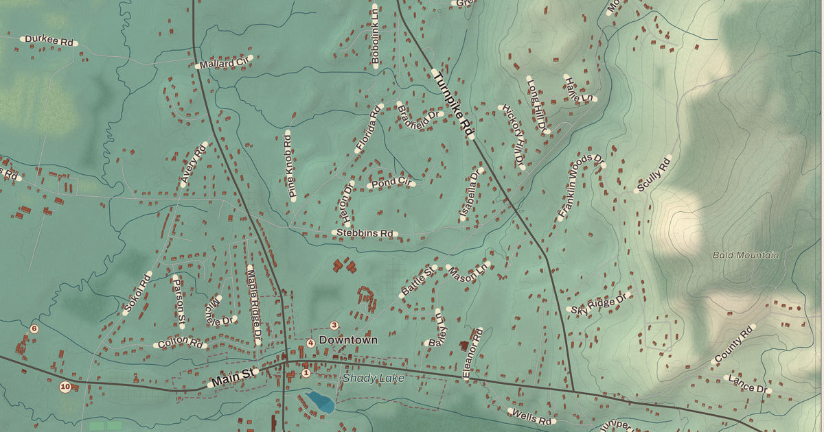 Detailed close-up of the KNOWOL map of Somers, Connecticut