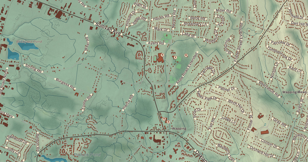 Detailed close-up of the KNOWOL map of South Windsor, Connecticut