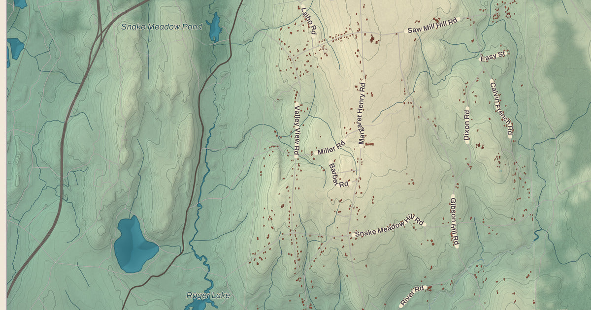 Detailed close-up of the KNOWOL map of Sterling, Connecticut