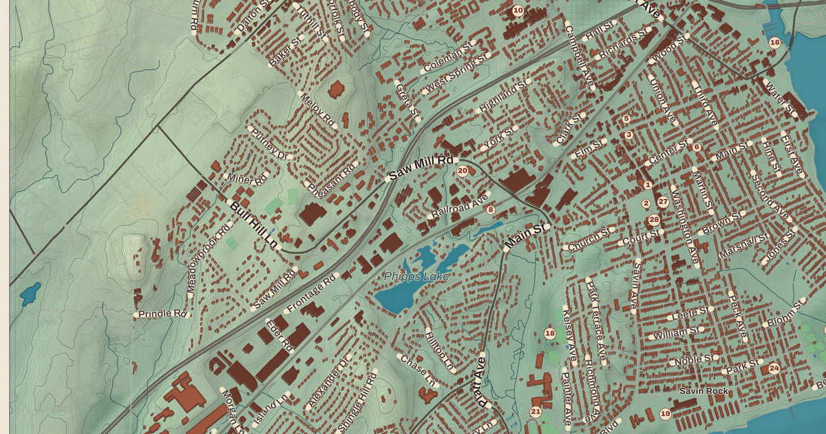 Detailed close-up of the KNOWOL map of West Haven, Connecticut