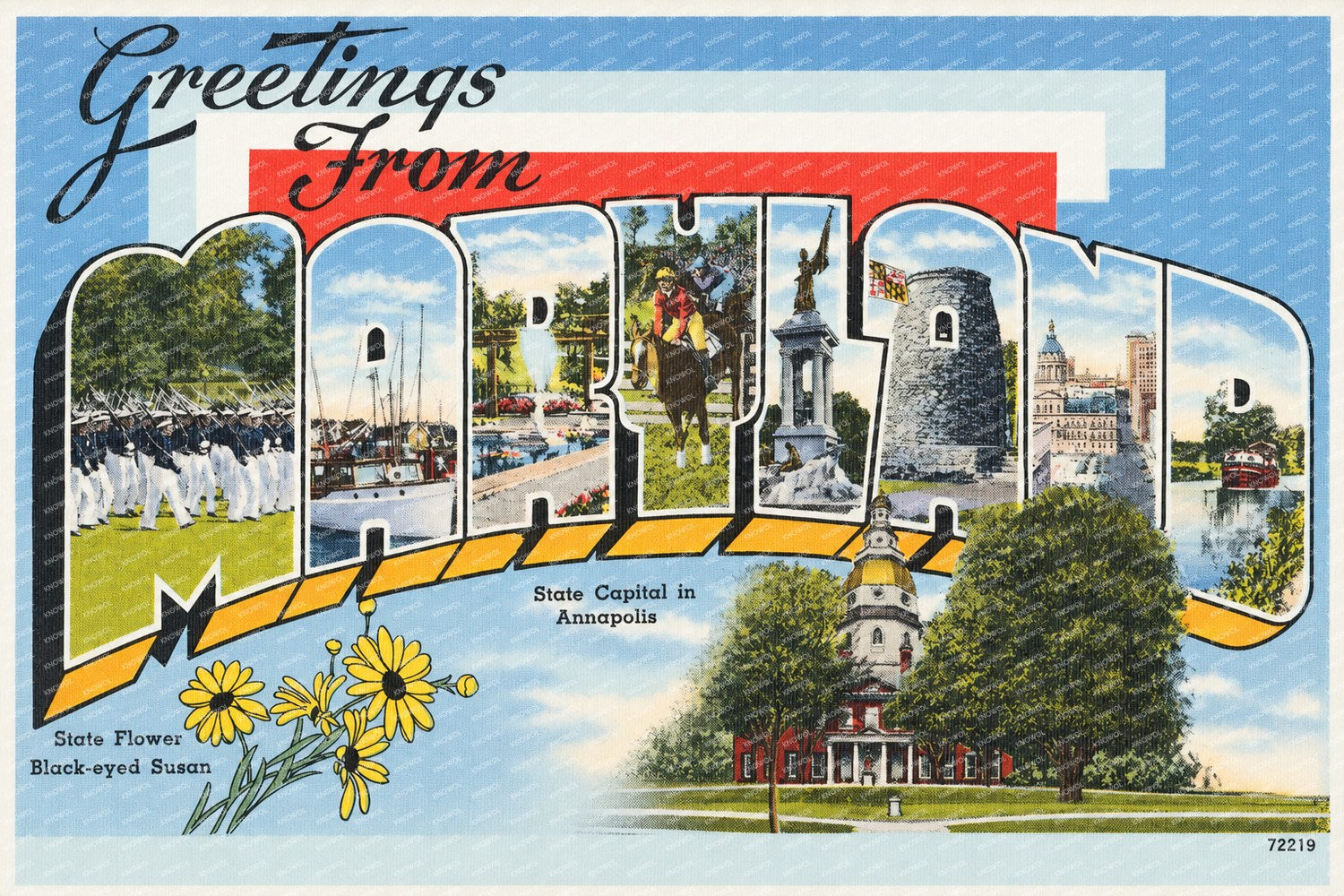 Greetings from Maryland vintage postcard print