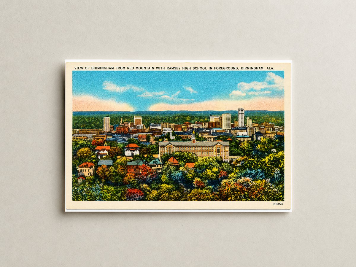 Birmingham, AL: View of Birmingham from Red Mountain with Ramsey High School in foreground