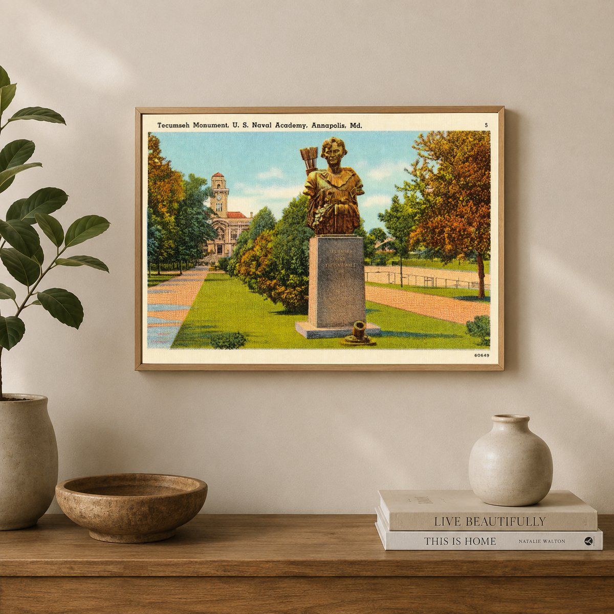 Tecumseh Monument, U. S. Naval Academy, Annapolis, MD — Vintage Maryland Postcard