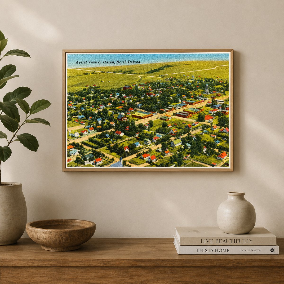 Hazen, ND: Aerial view of Hazen