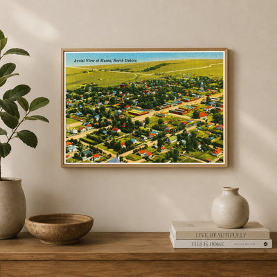 Hazen, ND: Aerial view of Hazen