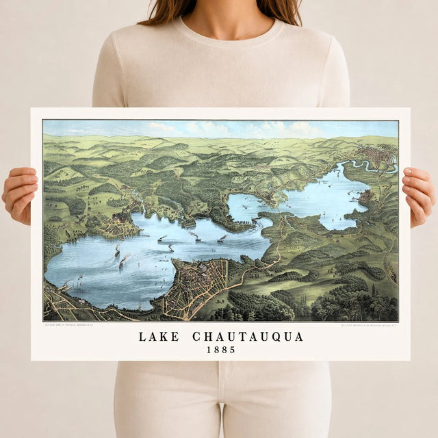 Vintage Map of Lake Chautauqua 1885 | Restored Historic Print