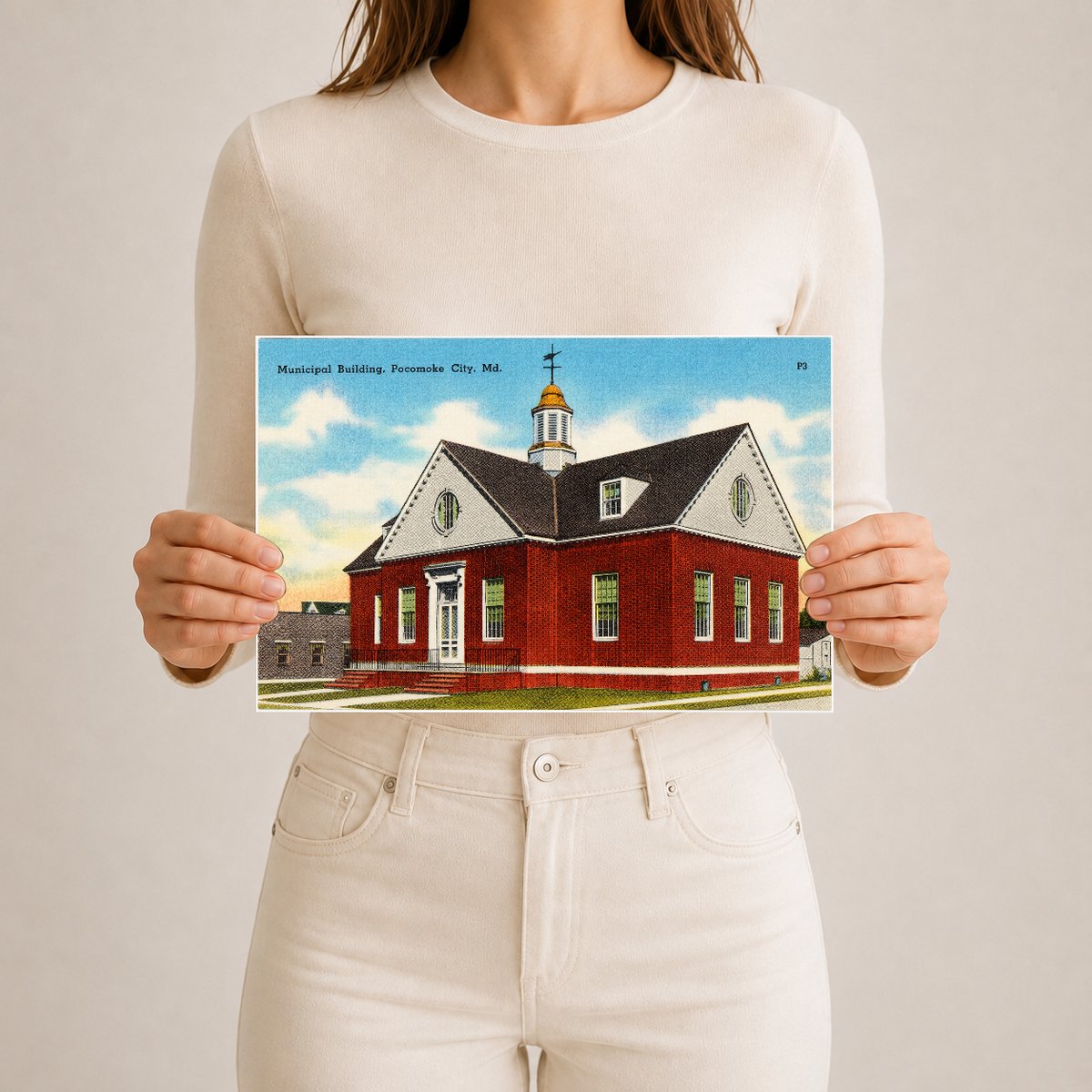 Municipal building, Pocomoke City, MD — Vintage Maryland Postcard