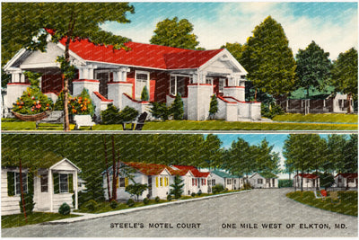 Steele's Motel Court, one mile west of Elkton, MD — Vintage Maryland Postcard
