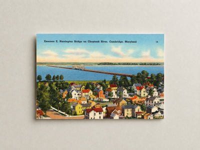 Emerson E. Harrington Bridge on Choptank River, Cambridge, Maryland — Vintage Maryland Postcard