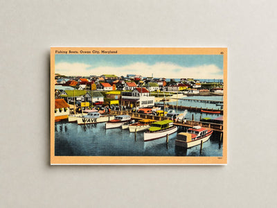 Fishing boats, Ocean City, Maryland — Vintage Maryland Postcard