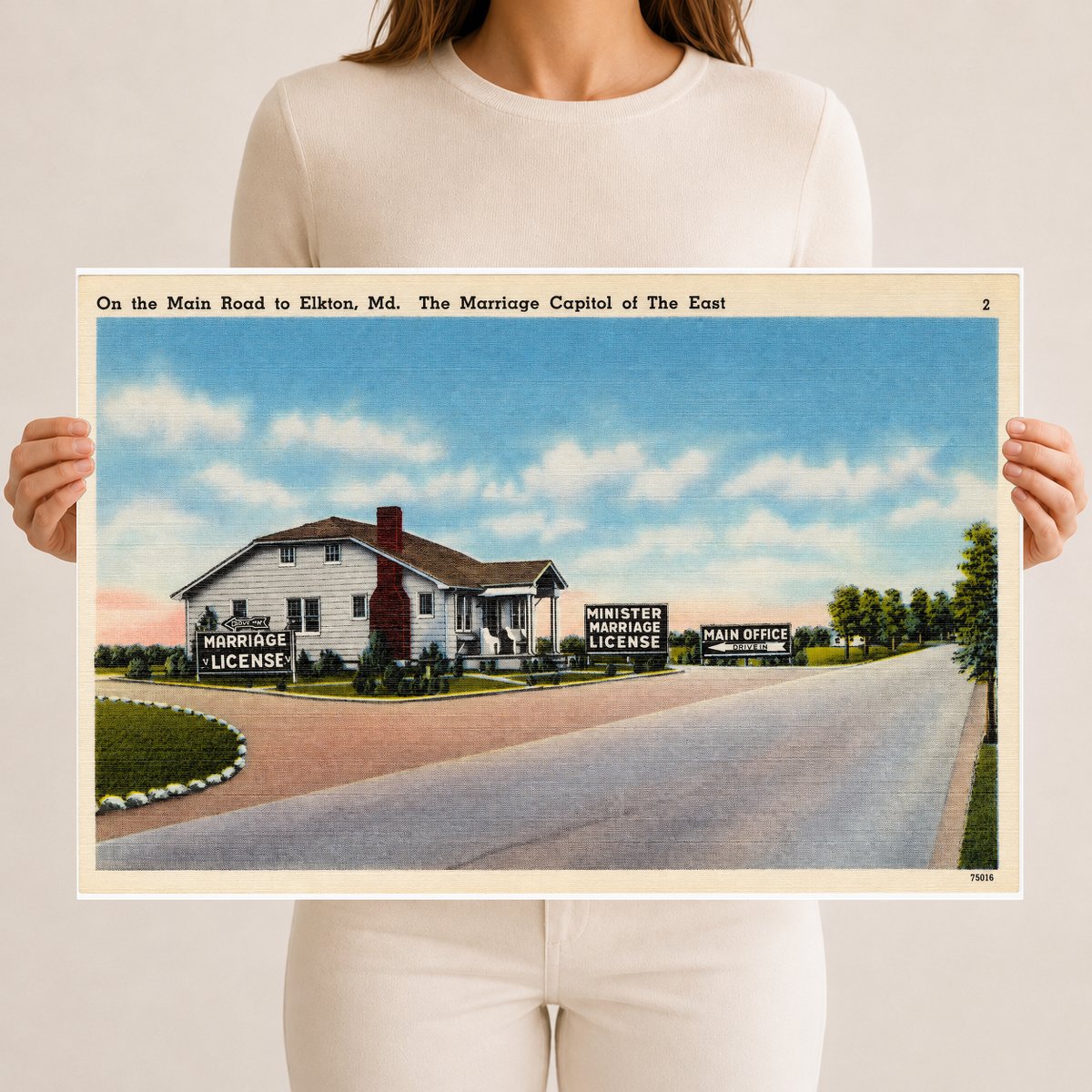On the main road to Elkton, MD, the marriage capitol of the east — Vintage Maryland Postcard