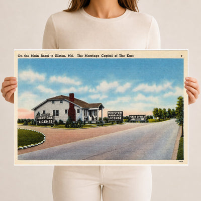 On the main road to Elkton, MD, the marriage capitol of the east — Vintage Maryland Postcard