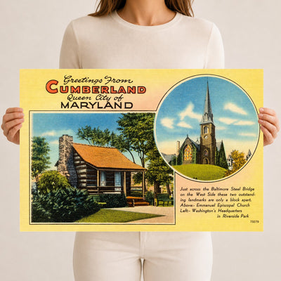 Greetings from Cumberland, Queen City of Maryland — Vintage Maryland Postcard