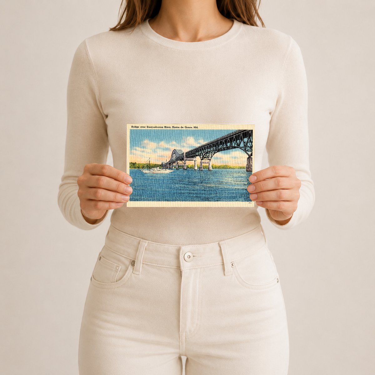Bridge over Susquehanna River, Havre de Grace, MD — Vintage Maryland Postcard
