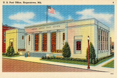 U. S. Post Office, Hagerstown, MD — Vintage Maryland Postcard