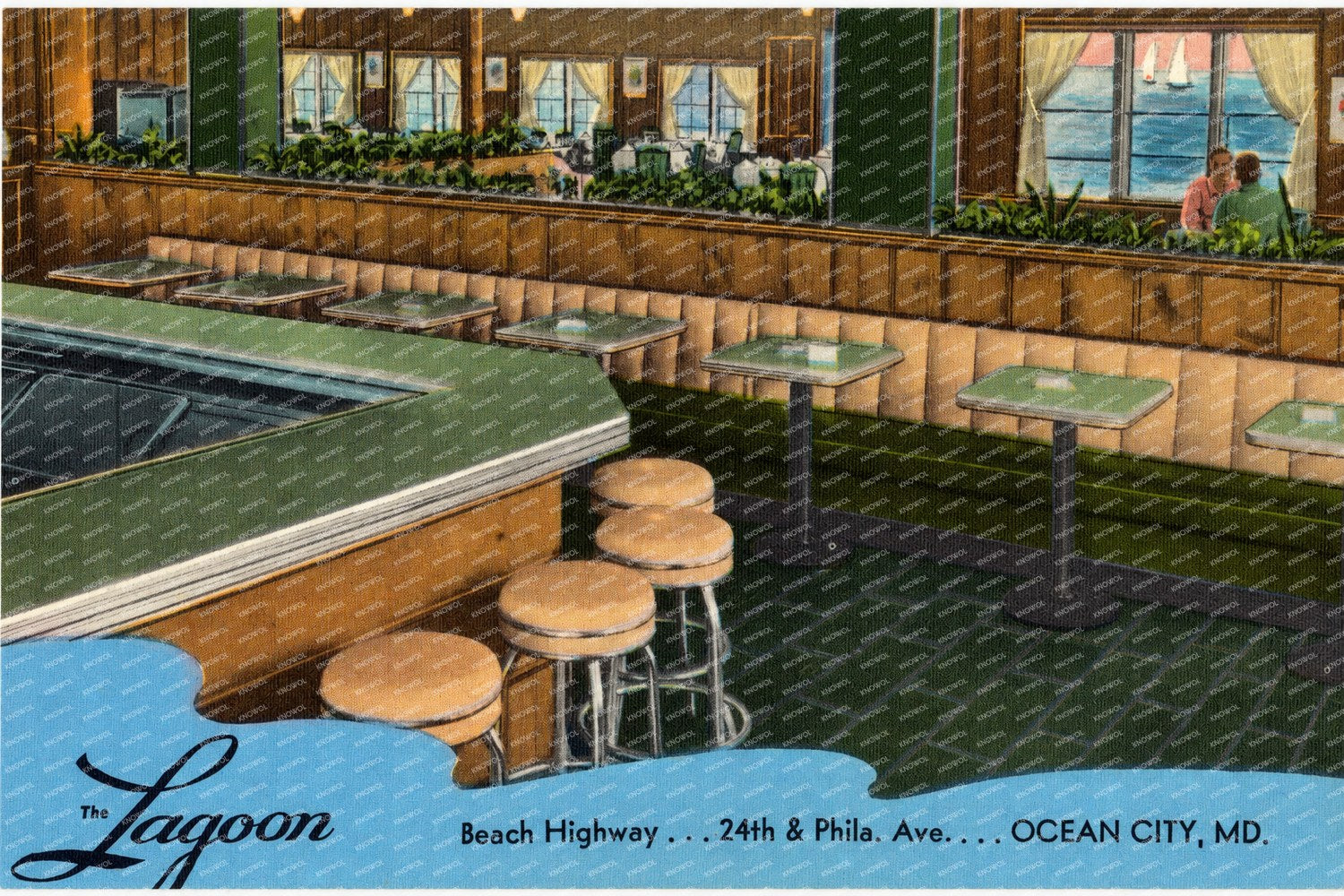 The Lagoon, Beach Highway... 24th & Phila. Ave... Ocean City, MD — Vintage Maryland Postcard