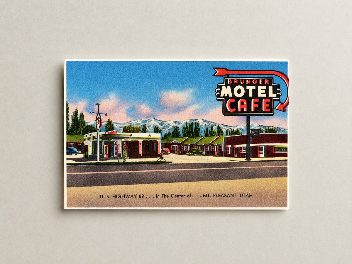 Mount Pleasant, UT: Brunger Motel Café, U.S. Highway 89... In the center of... Mt. Pleasant