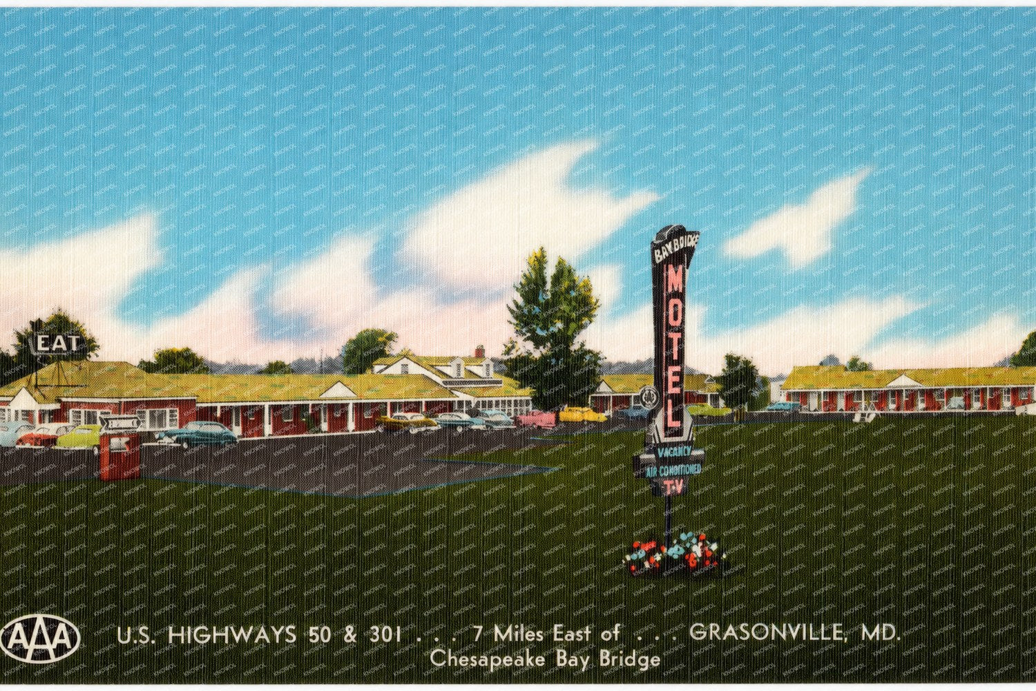 Bay Bridge Motel, U. S. Highways 50 & 301... 7 miles east of Chesapeake Bay Bridge, Grasonville, MD — Vintage Maryland Postcard