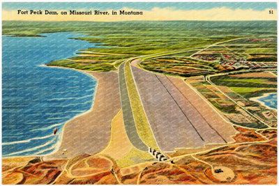 Missouri River, MT: Fort Peck Dam, on Missouri River, in Montana