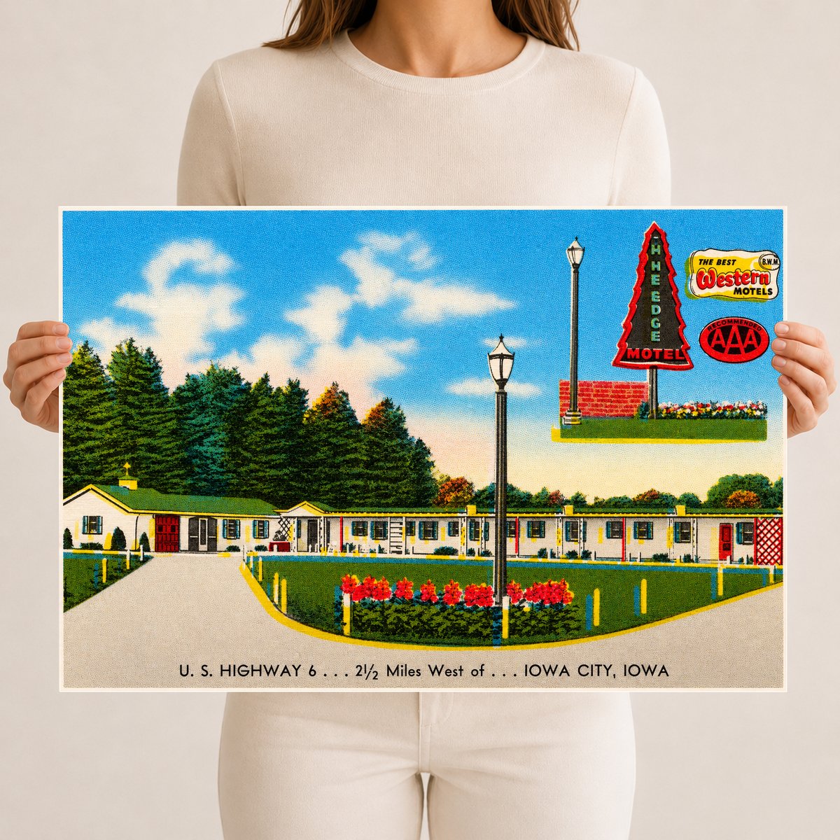 Iowa City, IA: Pine Edge Motel, U. S. Highway 6... 2 1/2 miles west of... Iowa City