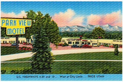 Price, UT: Park View Motel, U.S. highways 6 - 50 and 10... West at city limits... Price