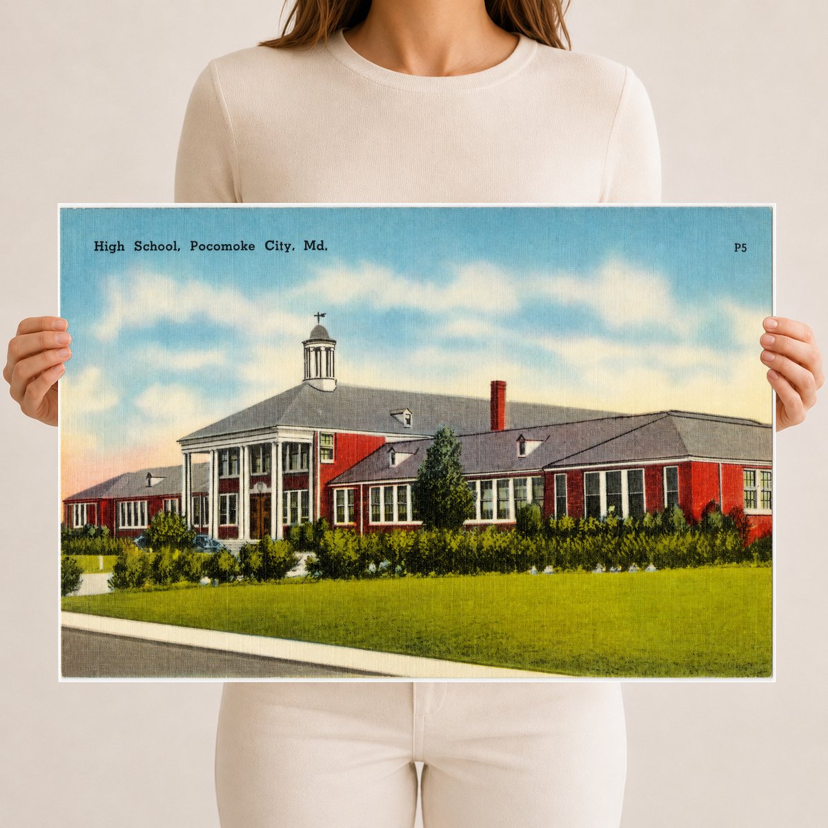 High school, Pocomoke City, MD — Vintage Maryland Postcard