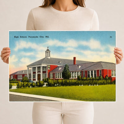 High school, Pocomoke City, MD — Vintage Maryland Postcard