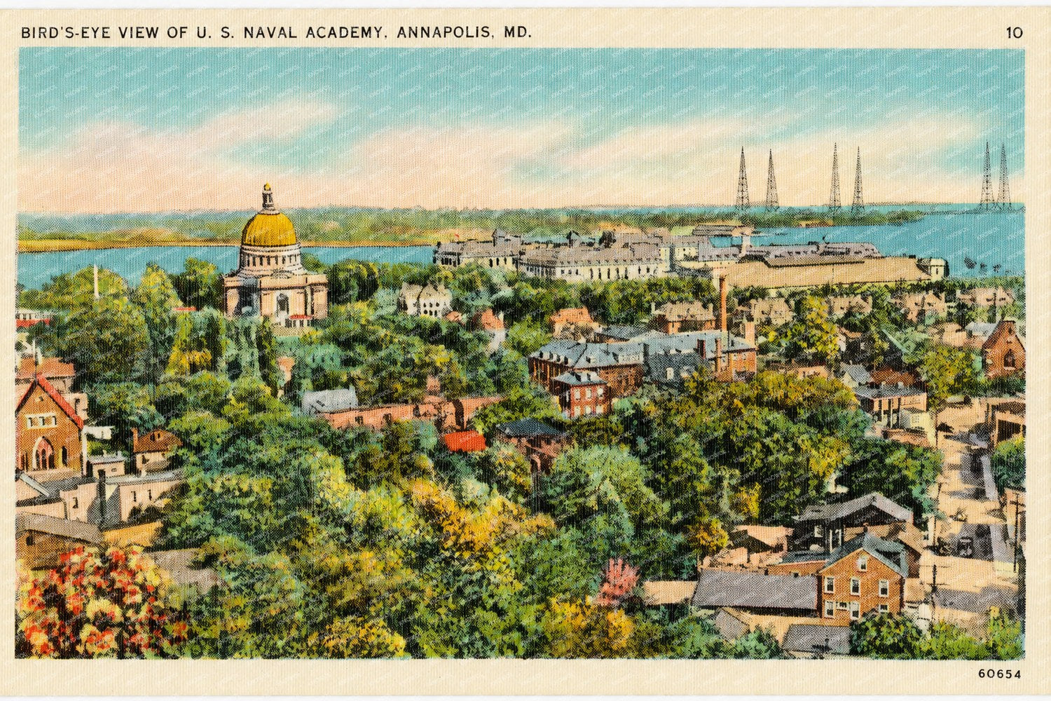 Bird's-eye view of U. S. Naval Academy, Annapolis, MD — Vintage Maryland Postcard