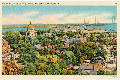 Bird's-eye view of U. S. Naval Academy, Annapolis, MD — Vintage Maryland Postcard
