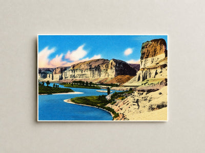 Green River, WY: Toll Gate Rock and the Palisades, along Green River and Hwy. U.S. 30 (Lincoln Highway) in Wyoming near the town of Green River.