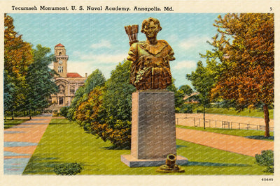 Tecumseh Monument, U. S. Naval Academy, Annapolis, MD — Vintage Maryland Postcard