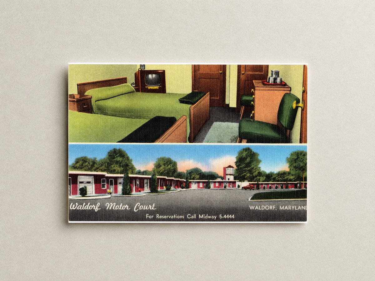 Waldorf Motor Court, Waldorf, Maryland — Vintage Maryland Postcard