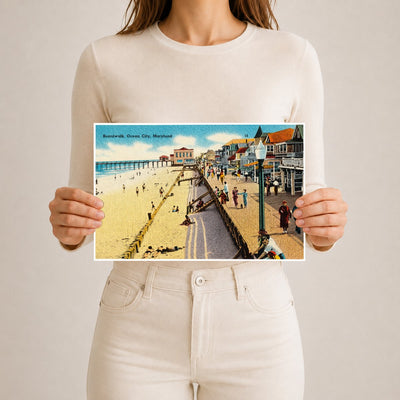 Boardwalk, Ocean City, Maryland — Vintage Maryland Postcard