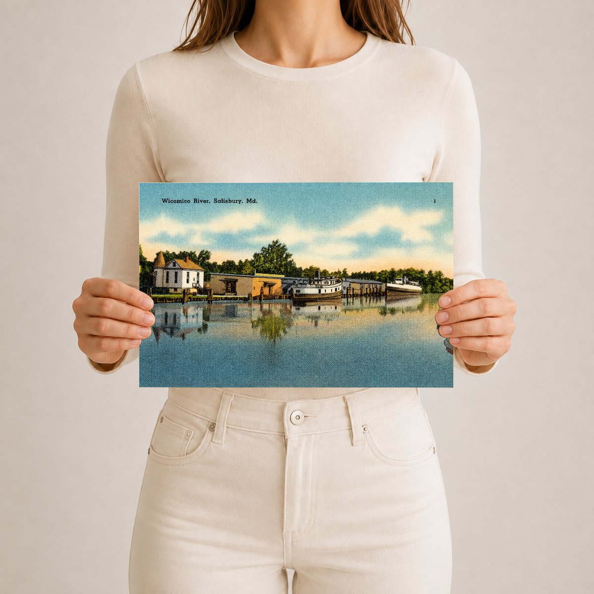 Wicomico River, Salisbury, MD — Vintage Maryland Postcard