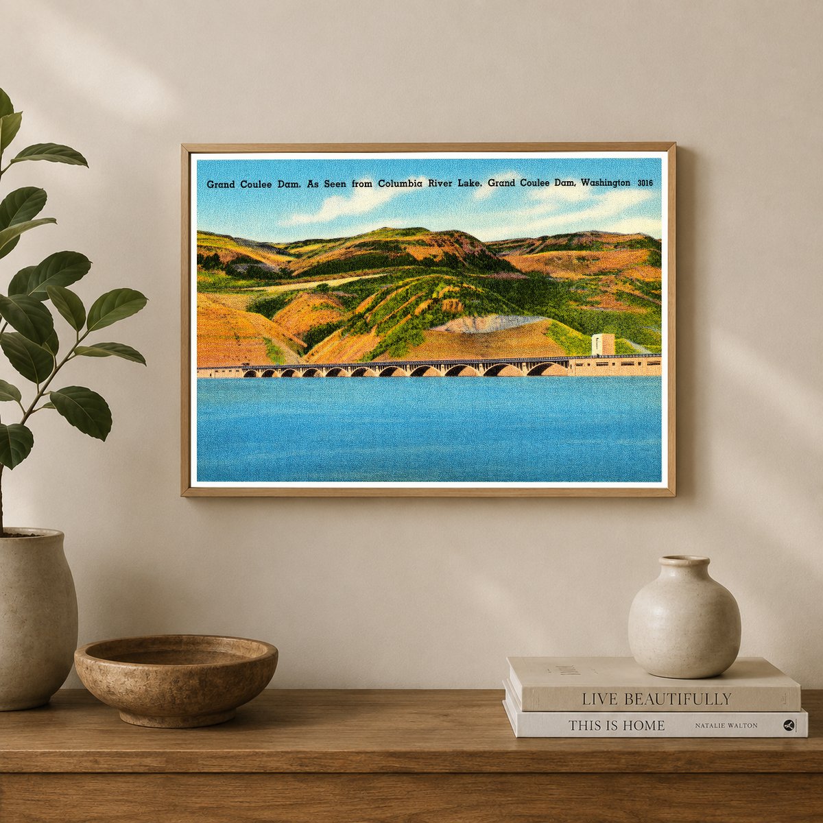 Columbia River, WA: Grand Coulee Dam as seen from Columbia River Lake, Grand Coulee Dam