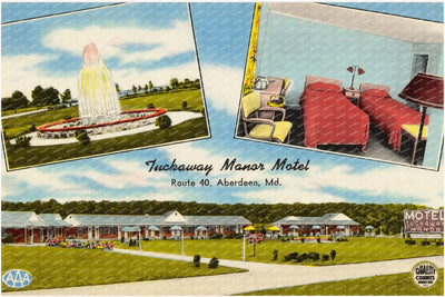 Tuckaway Manor Motel, Route 40, Aberdeen, MD — Vintage Maryland Postcard
