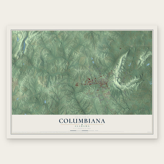 Columbiana, Alabama Map Art