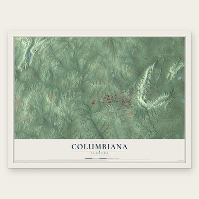 Columbiana, Alabama map print, the full design
