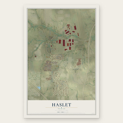 Haslet, Texas map print, the full design