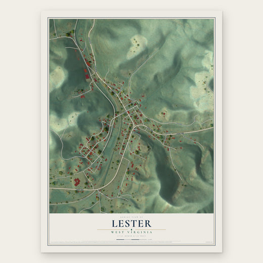 Lester, West Virginia map print, the full design