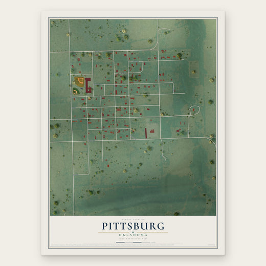 Pittsburg, Oklahoma map print, the full design