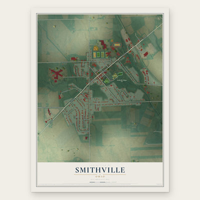 Smithville, Ohio map print, the full design
