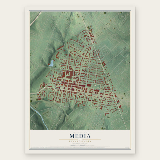Media, Pennsylvania map print, the full design