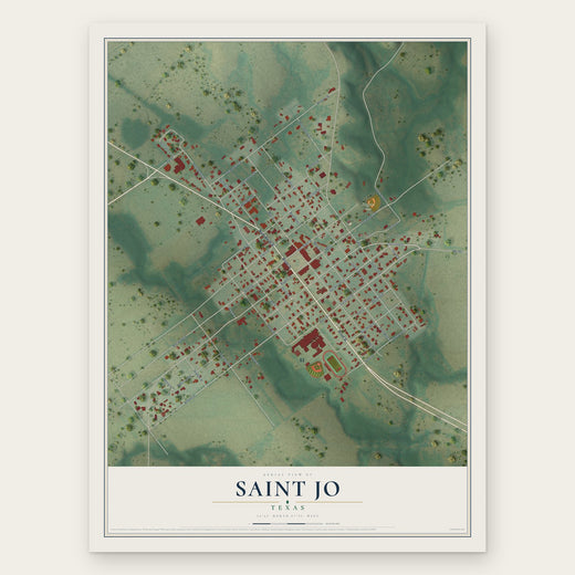Saint Jo, Texas map print, the full design