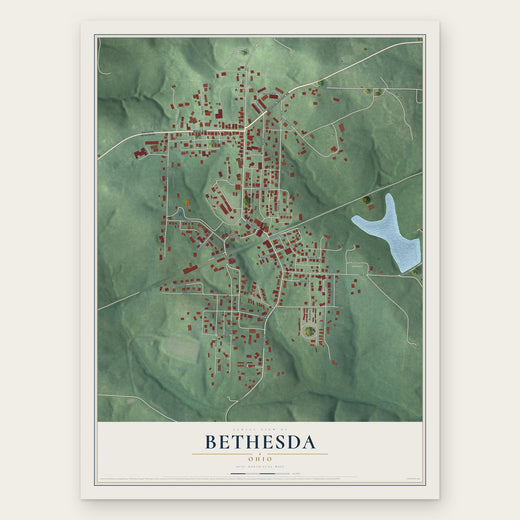 Bethesda, Ohio map print, the full design