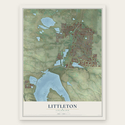 Littleton, Colorado map print, the full design