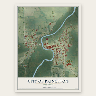 Princeton, Wisconsin map print, the full design