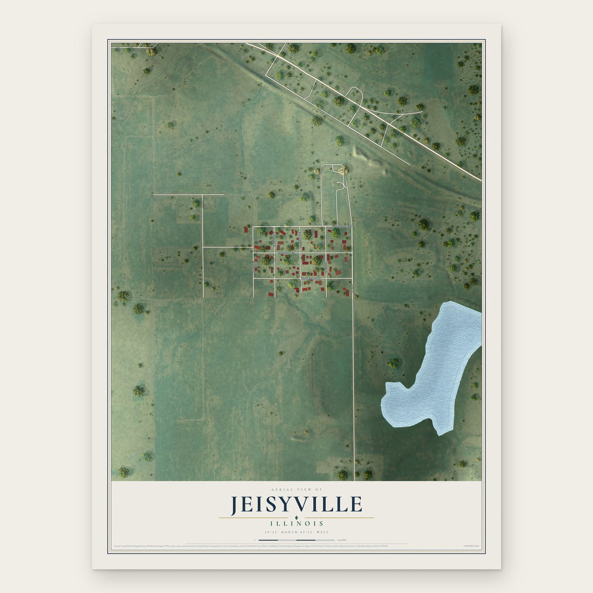 Jeisyville, Illinois map print, the full design
